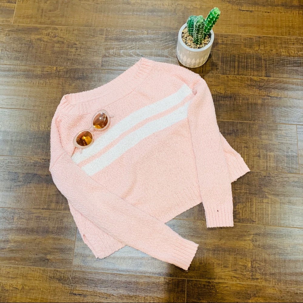 Hollister Pink and white Striped sweater